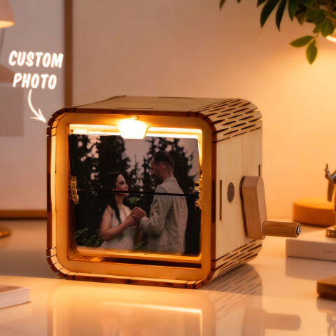 Custom 16 Photos Music Flipbook Frame Wood Color Animation Machine Mechanical