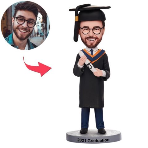 Graduation Man Custom Bobblehead With Engraved Text