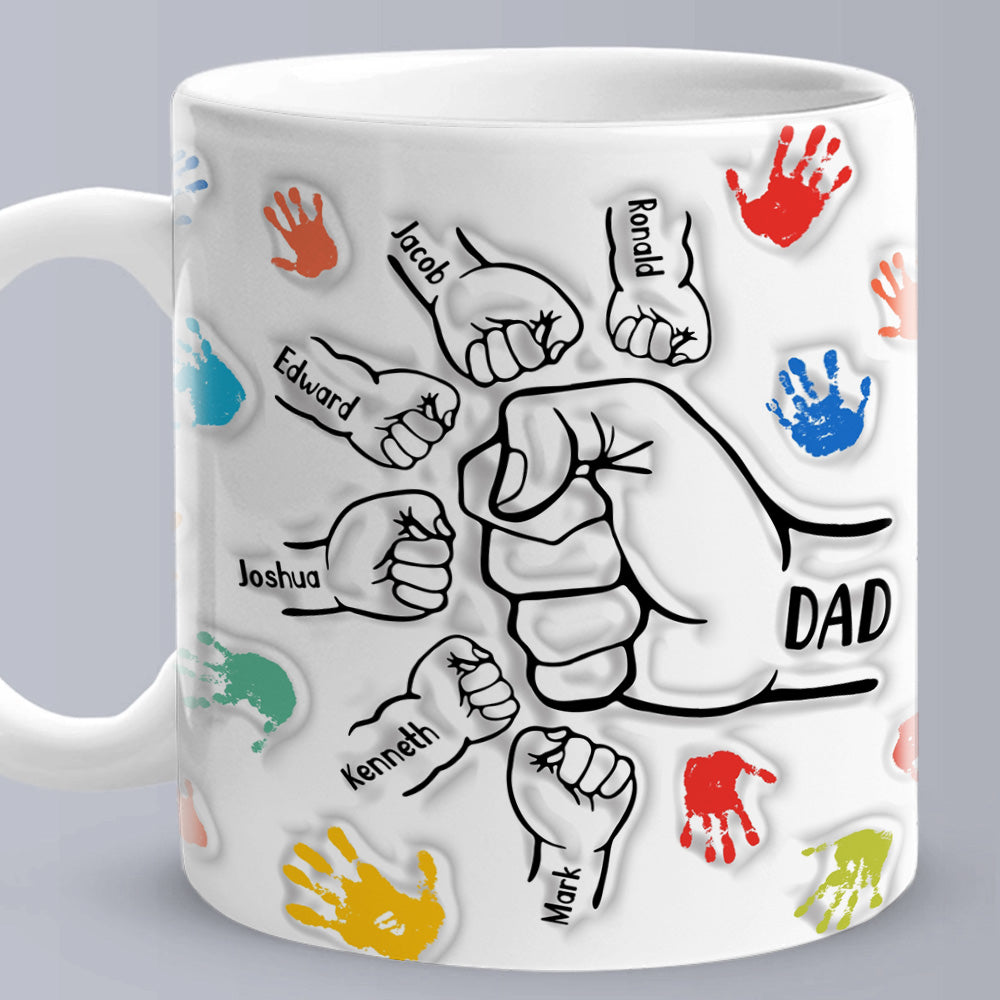 Personalized Custom Names 3D Inflated Effect Printed Mug Gift for Dad