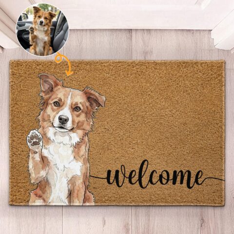 Made for one person in the world – them: Welcome Pet Portrait Watercolor Art Welcome Mat
