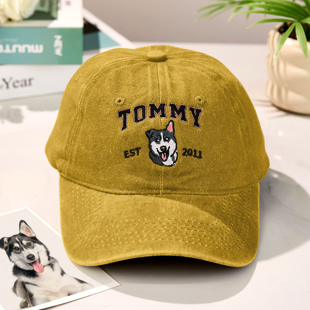 Custom Embroidered Hat with Pet Portrait Gifts for Pet Lovers