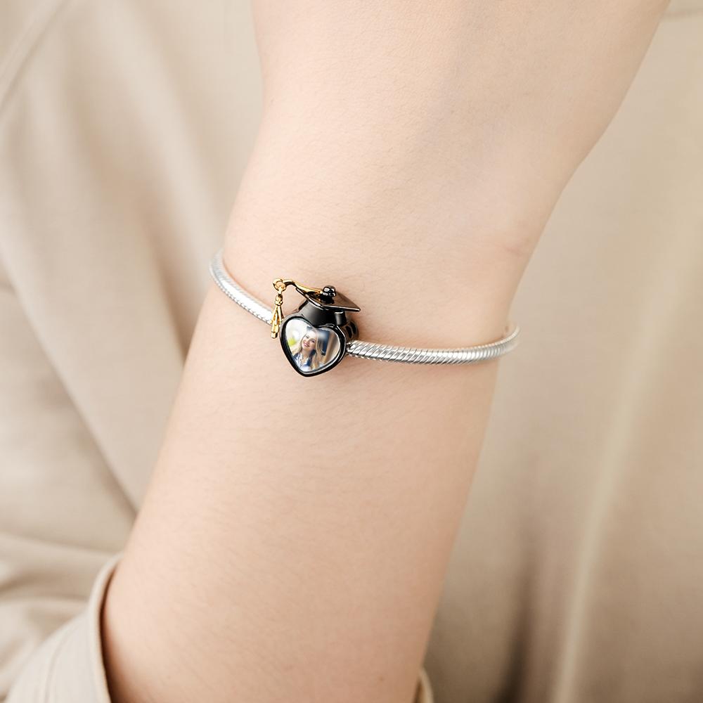 Academic Cap Photo Charm Bead Best Graduation Gift Fit All Major