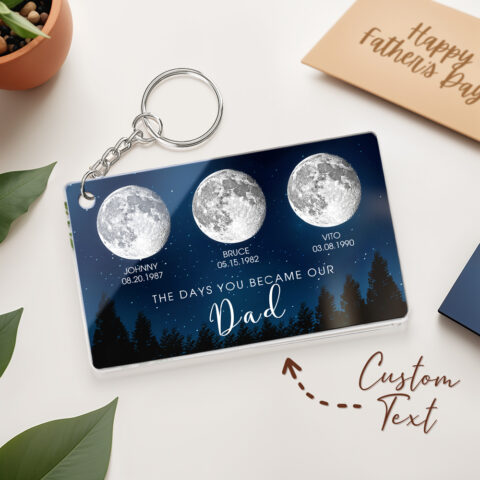 Personalized Starry Night The Day You Became Dad Keychain Custom Dad