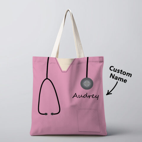 Personalized Name Nurse Medical Scrubs Teal Tote Bag