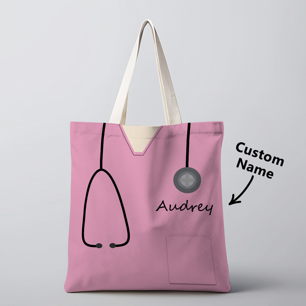 Personalized Name Nurse Medical Scrubs Teal Tote Bag