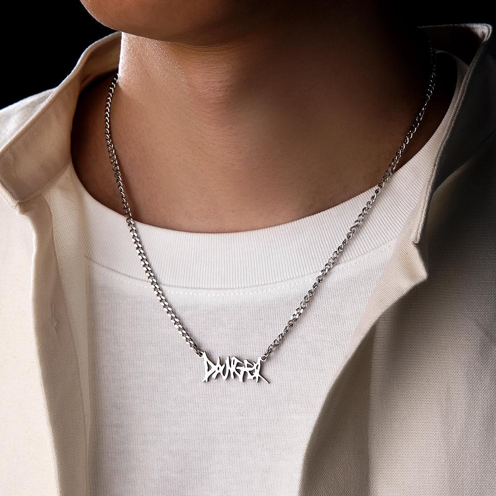 Her name, your words, one unforgettable piece: Custom Punk Name Necklace Alphabet