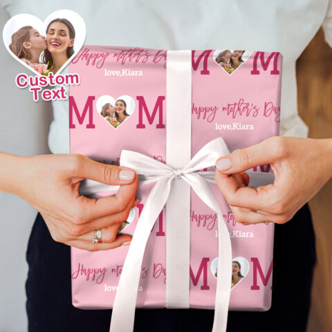 Custom Loving Mom Personalized Photo Wrapping Paper