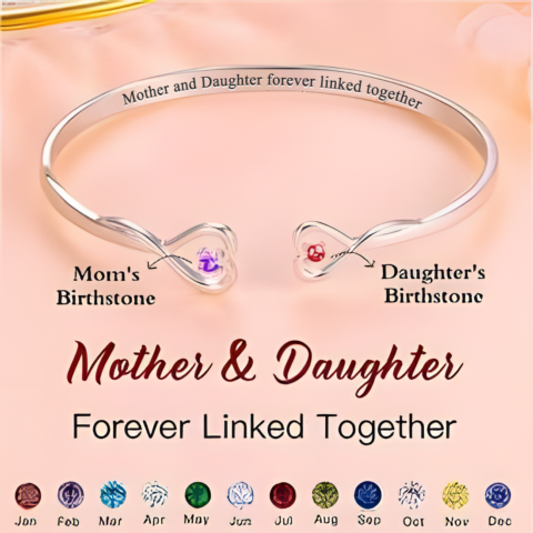 Custom Double Birthstone Mother & Daughter Bracelet Romantic Couple