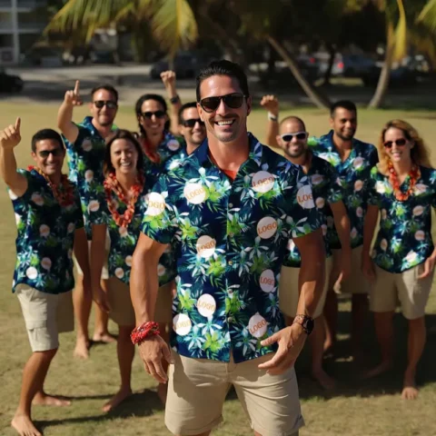 Custom Logo Hawaiian Shirts Leaves & Petal Aloha Beach Shirt