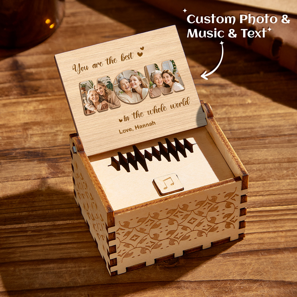 Open Slowly. Tears Likely.: Personalized Wooden Photo Music Box Custom Best Mom Music