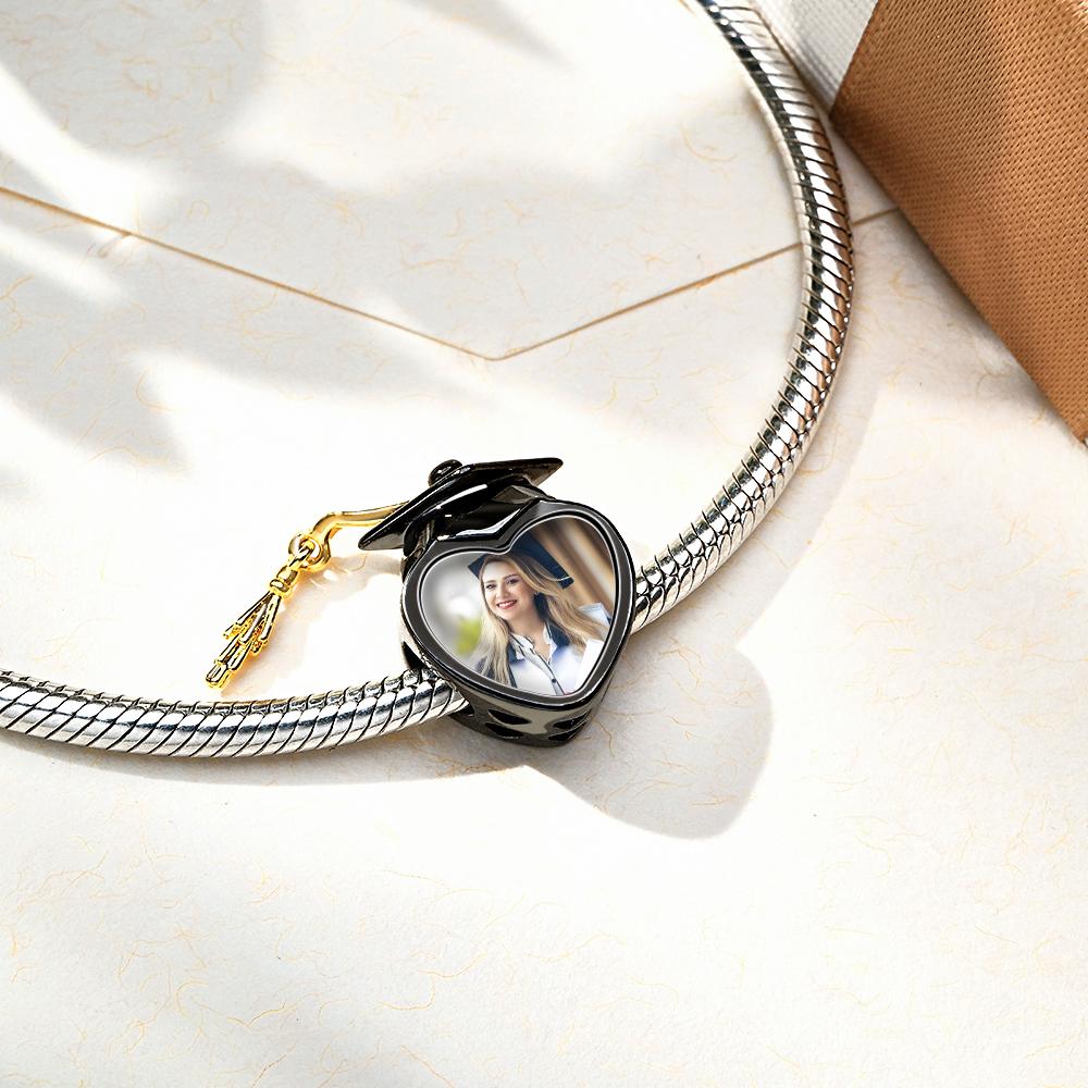 Academic Cap Photo Charm Bead Best Graduation Gift Fit All Major