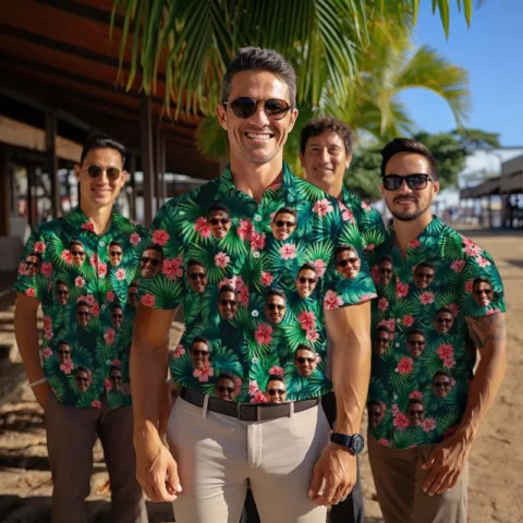 Custom Hawaiian Shirts Red Flowers Design Personalized Aloha Beach Shirt