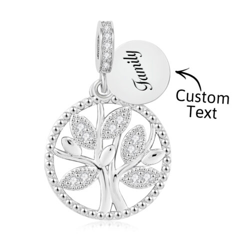 Engraving Charm Family Tree Charm Round Pendant Charm