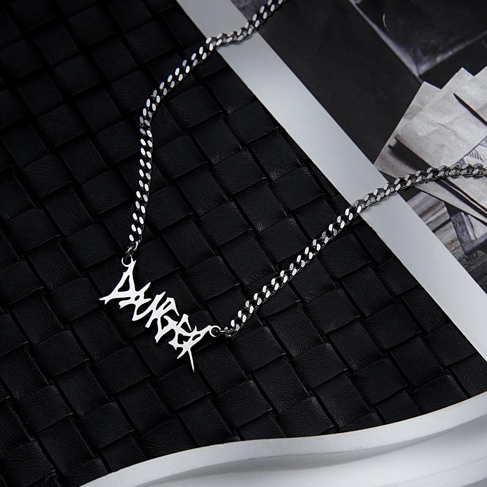 Her name, your words, one unforgettable piece: Custom Punk Name Necklace Alphabet