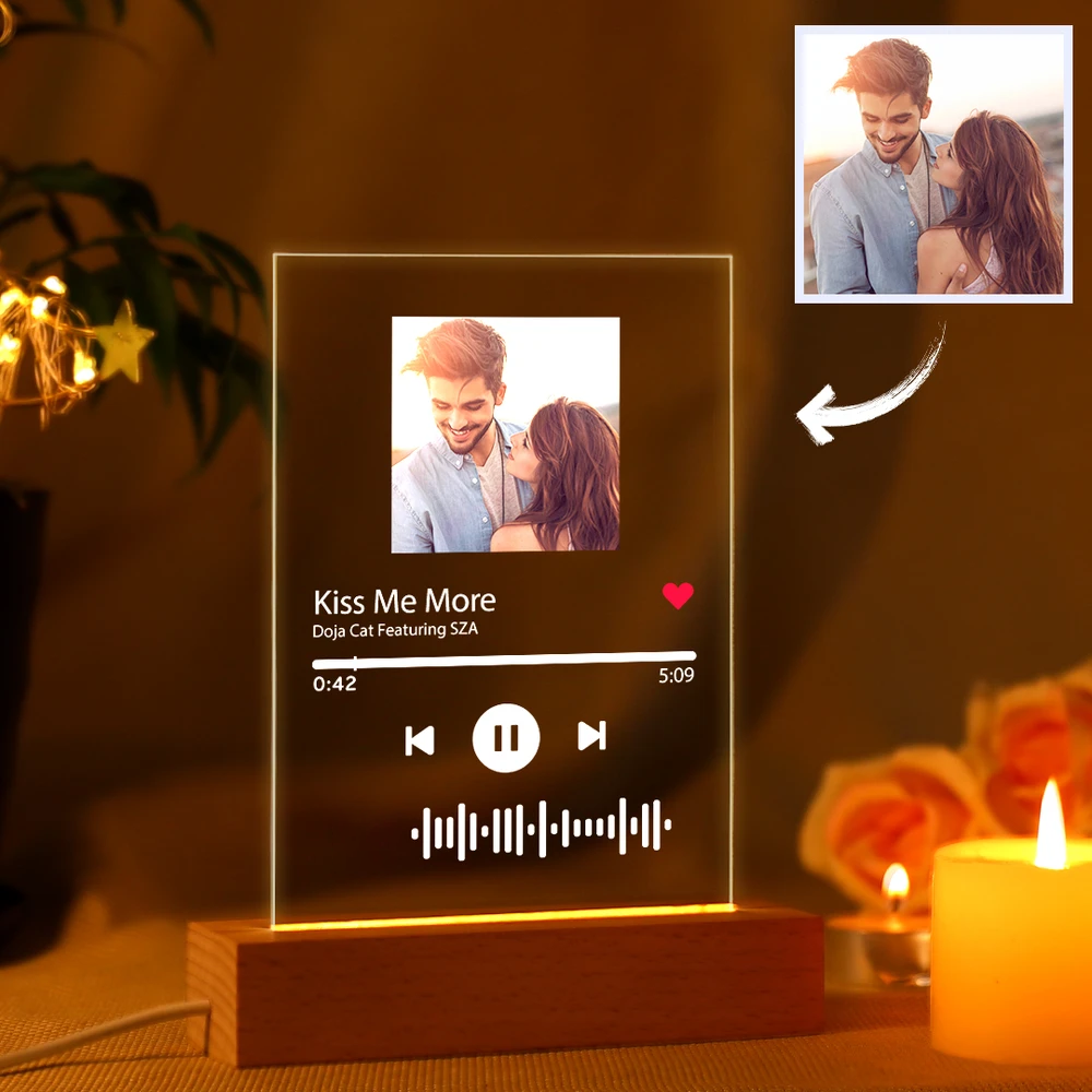 Guaranteed Happy Tears: Custom Music Glass Music Plaque Night Light Music Code Lamp