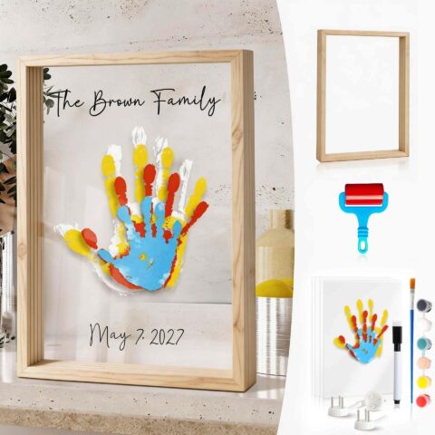 Open Slowly. Tears Likely.: Handprint Frame DIY Kit Personalized Keepsake Natural Wood