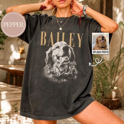 Custom Pet Photo & Name Comfort Colors Shirt – Personalized Dog