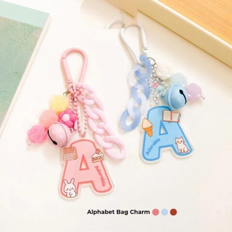 Alphabet Bag Charm Keychain – Personalized Letter Keychain, Cute Bag Charm,