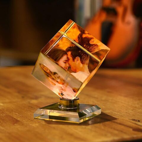 Custom Crystal Photo Frame Rubic’s Cube Keepsake Gift 50mm