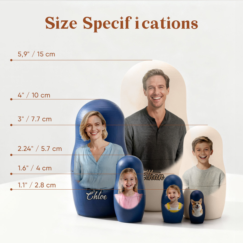 Personalized Photo Nesting Doll Custom Text Family For Dad Picture Matryoshka