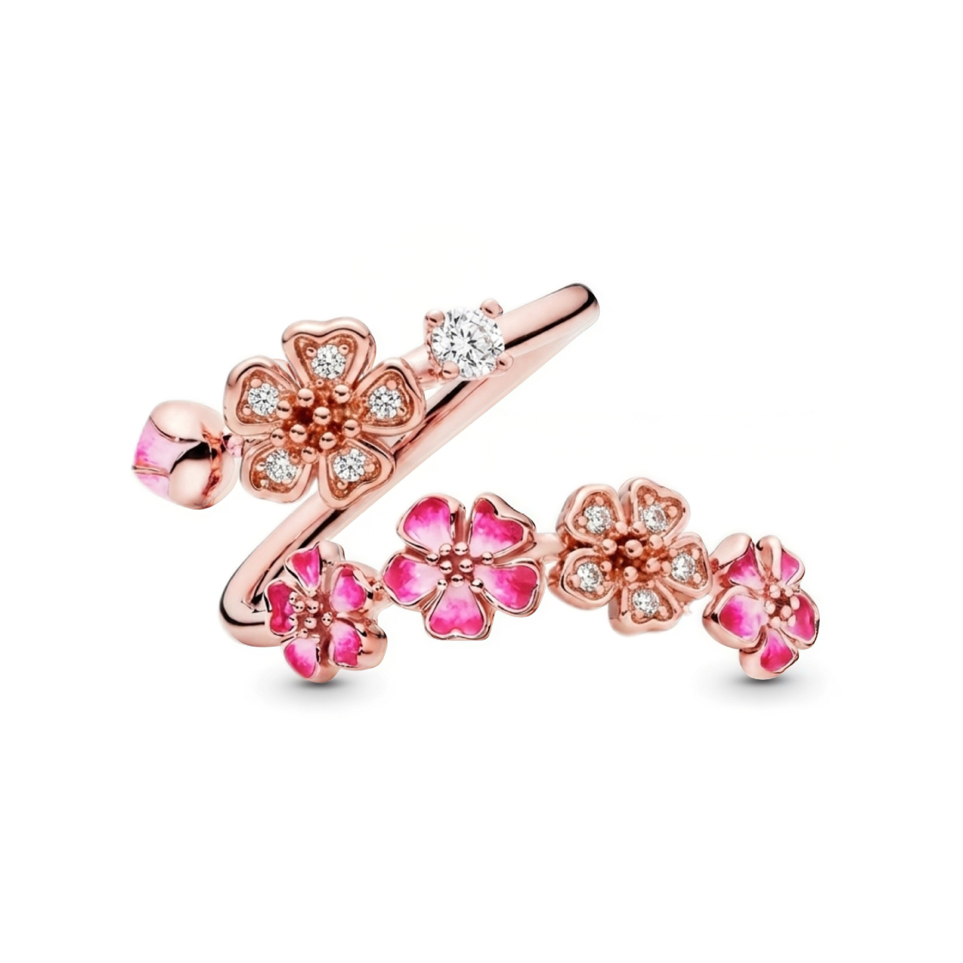 The Unexpected Favorite: Peach Blossom Ring Flower Adjustable Ring Dainty Pavé Floral