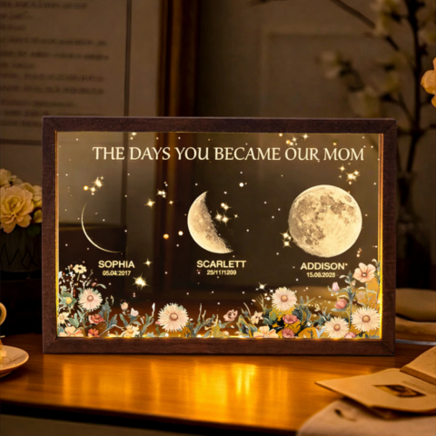 Turn any room into a memory they can see: Personalized The Days You Became Our Mom Moon