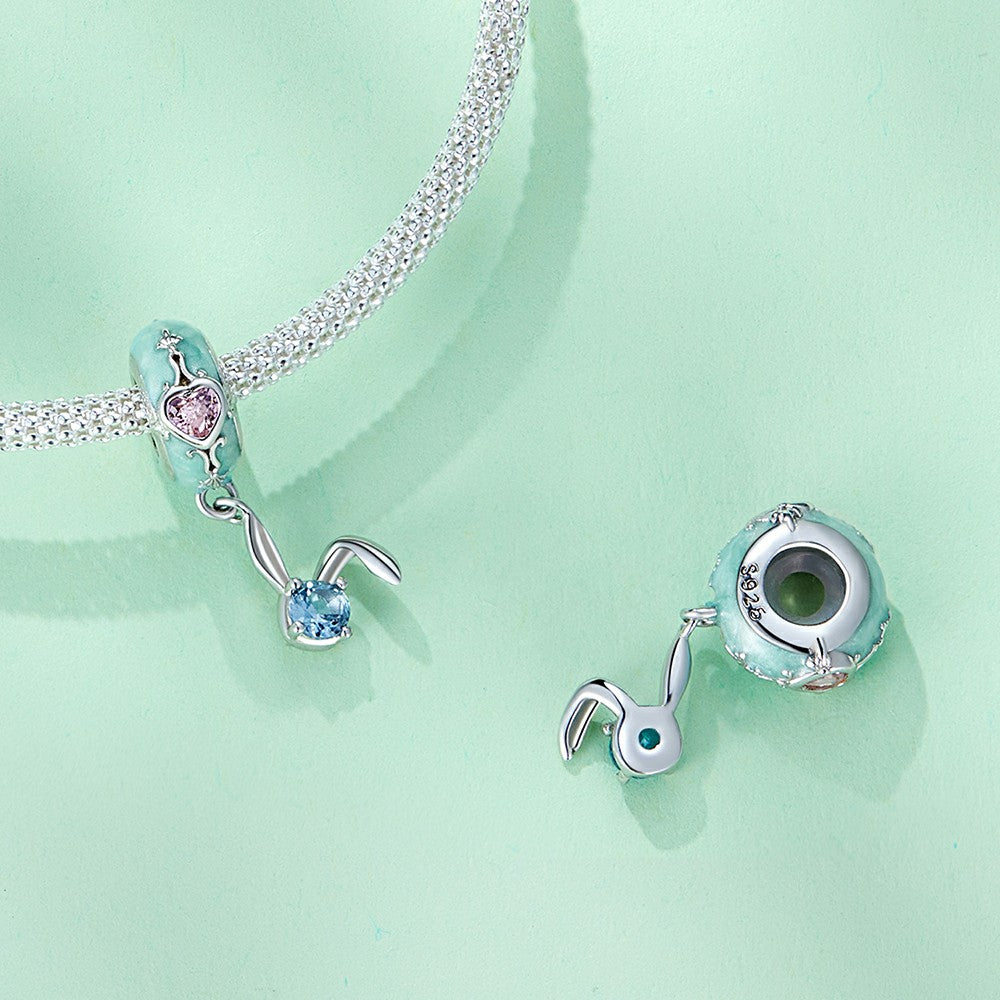 Easter Bunny Stopper Charm Spacer Charm Silver Easter