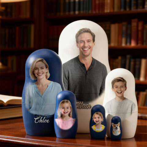 Personalized Photo Nesting Doll Custom Text Family For Dad Picture Matryoshka
