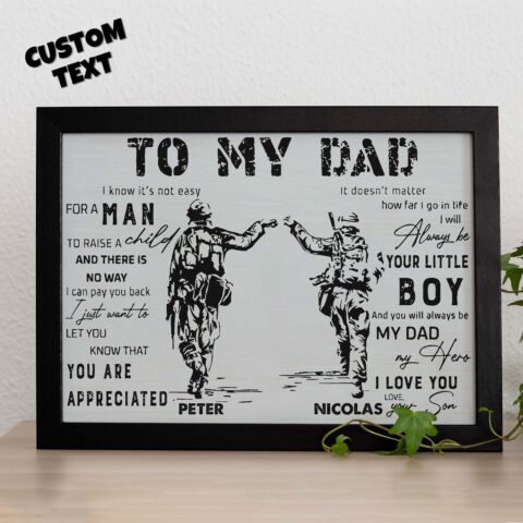 She Will Not Put It Down: Custom Soldier Wooden Frame Army Style To My Dad with Name
