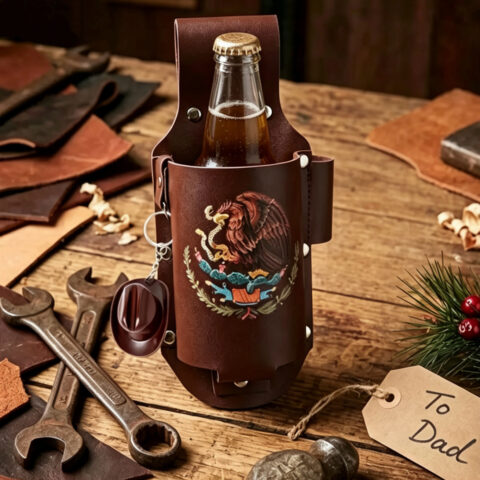 Everyday carry, personally theirs: Leather Drink Holster Belt Hands-Free Bottle Holder