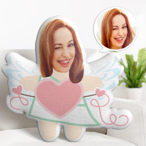 Personalized Face Minime Throw Pillow Custom Funny Valentine’s Day Gifts Cupid