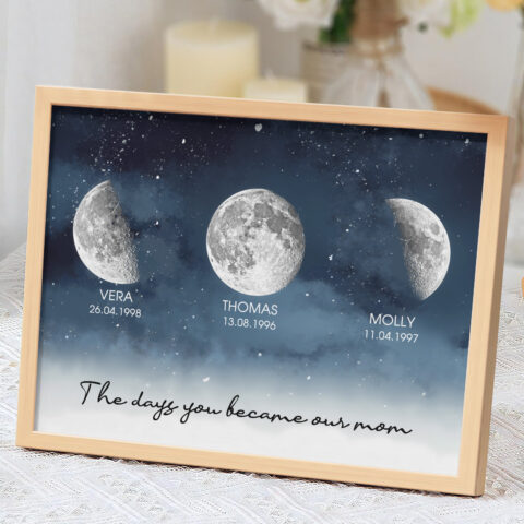 Personalized Starry Night The Day You Became Mom Custom Birth Moon