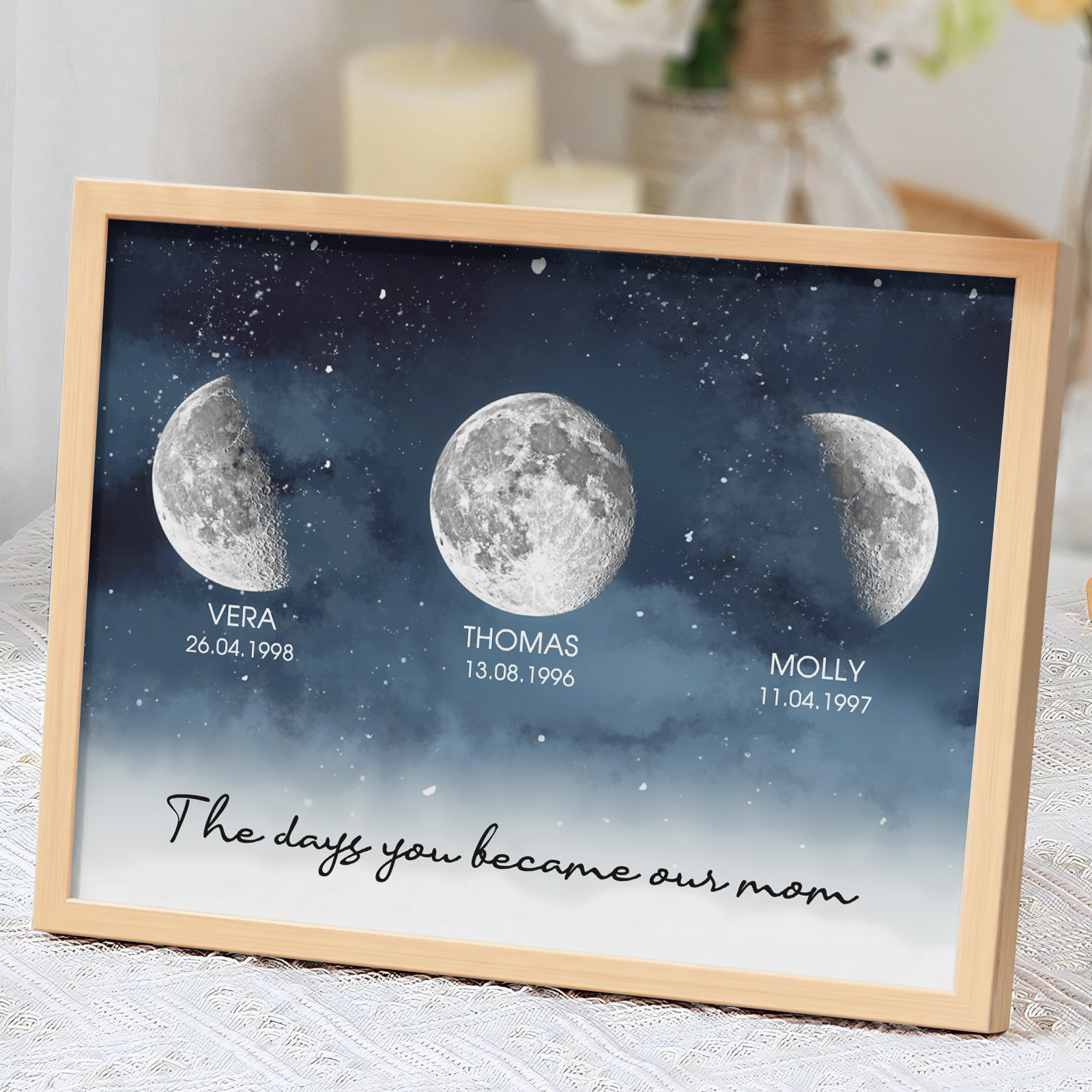 Personalized Starry Night The Day You Became Mom Custom Birth Moon