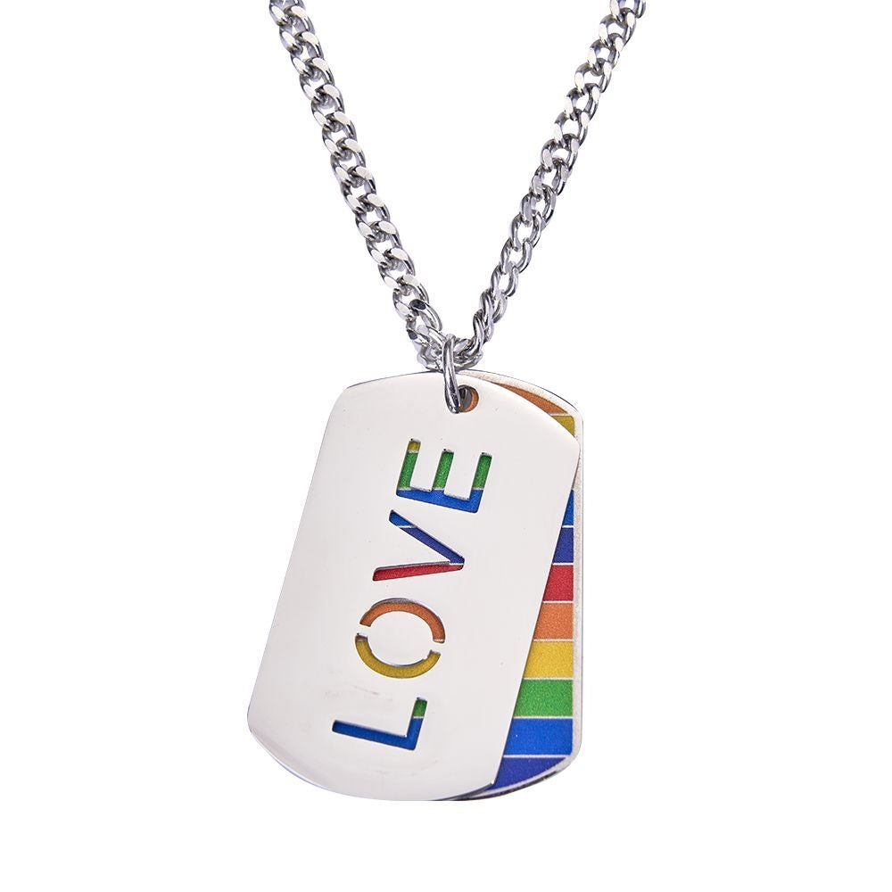 Custom LGBT Engraved Necklace Rainbow Color With Personalized Text Perfect