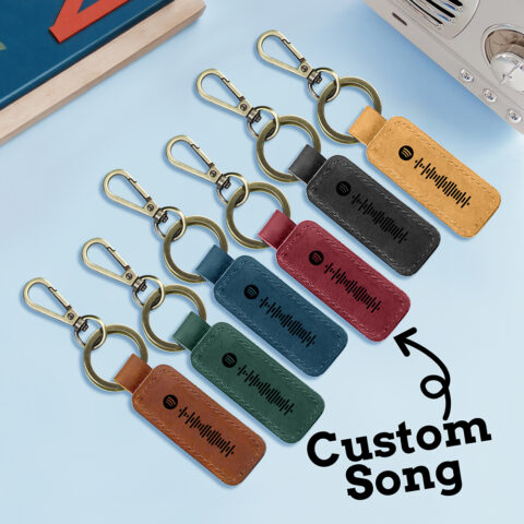 She Will Not Put It Down: Custom Spotify Leather keychain Personalized Scannable Spotify