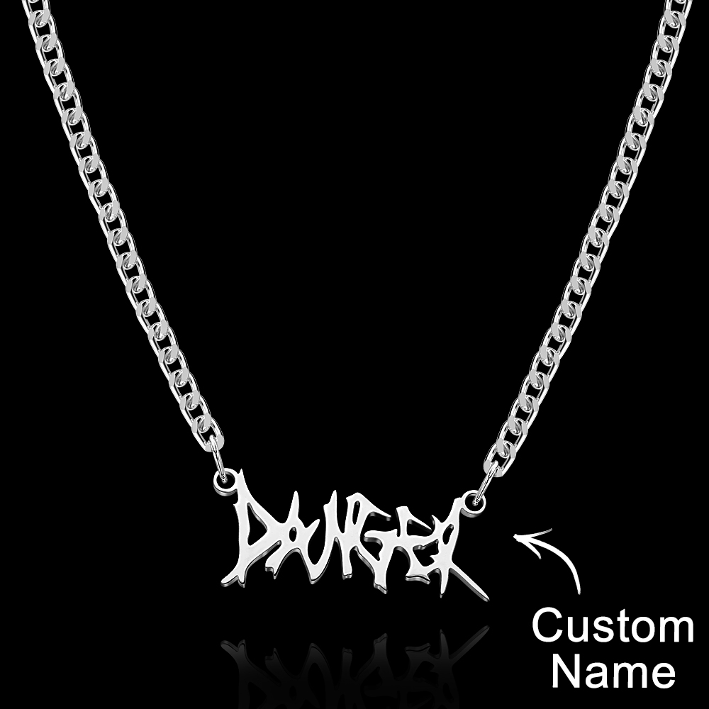 Her name, your words, one unforgettable piece: Custom Punk Name Necklace Alphabet