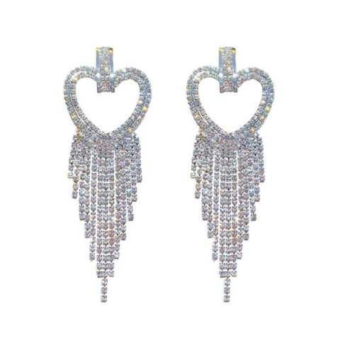 A promise that fits perfectly: Heart-shaped Tassel Drop Earrings Silver