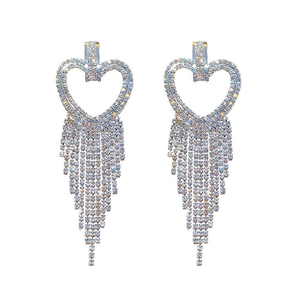 A promise that fits perfectly: Heart-shaped Tassel Drop Earrings Silver