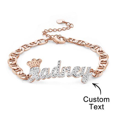 Personalized Trendy Name Bracelet With Crown Chain Hip Hop Bracelet Jewelry