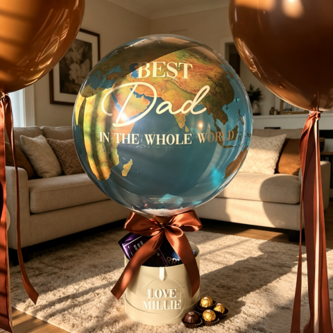 Best Dad In The Whole World Balloon Personalized Earth-Shaped Balloon Set