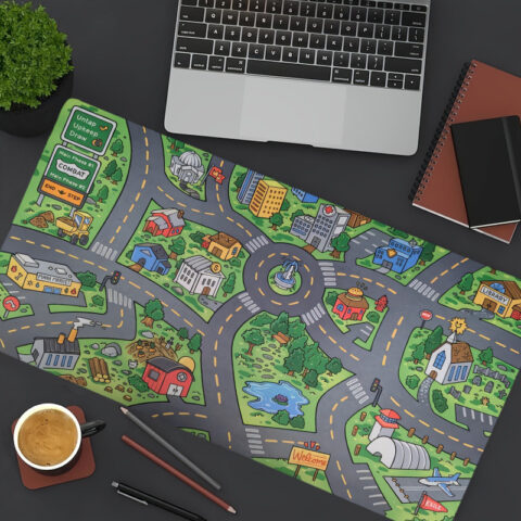 1pc Cartoon City Street Large Mouse Pad – Ultra-Smooth Desk Mat