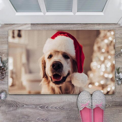 Custom Floor Mat Photo Mats with Cute Dog for Christmas