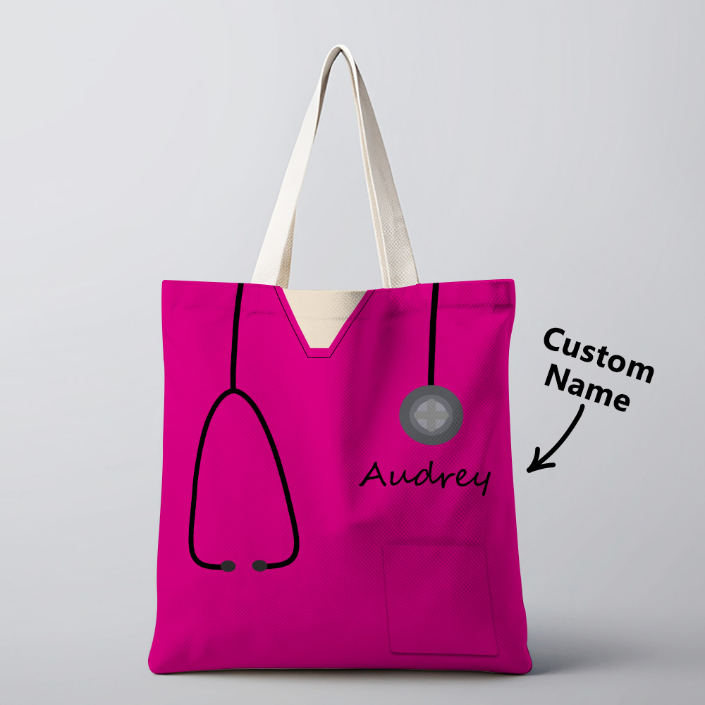 Personalized Name Nurse Medical Scrubs Teal Tote Bag