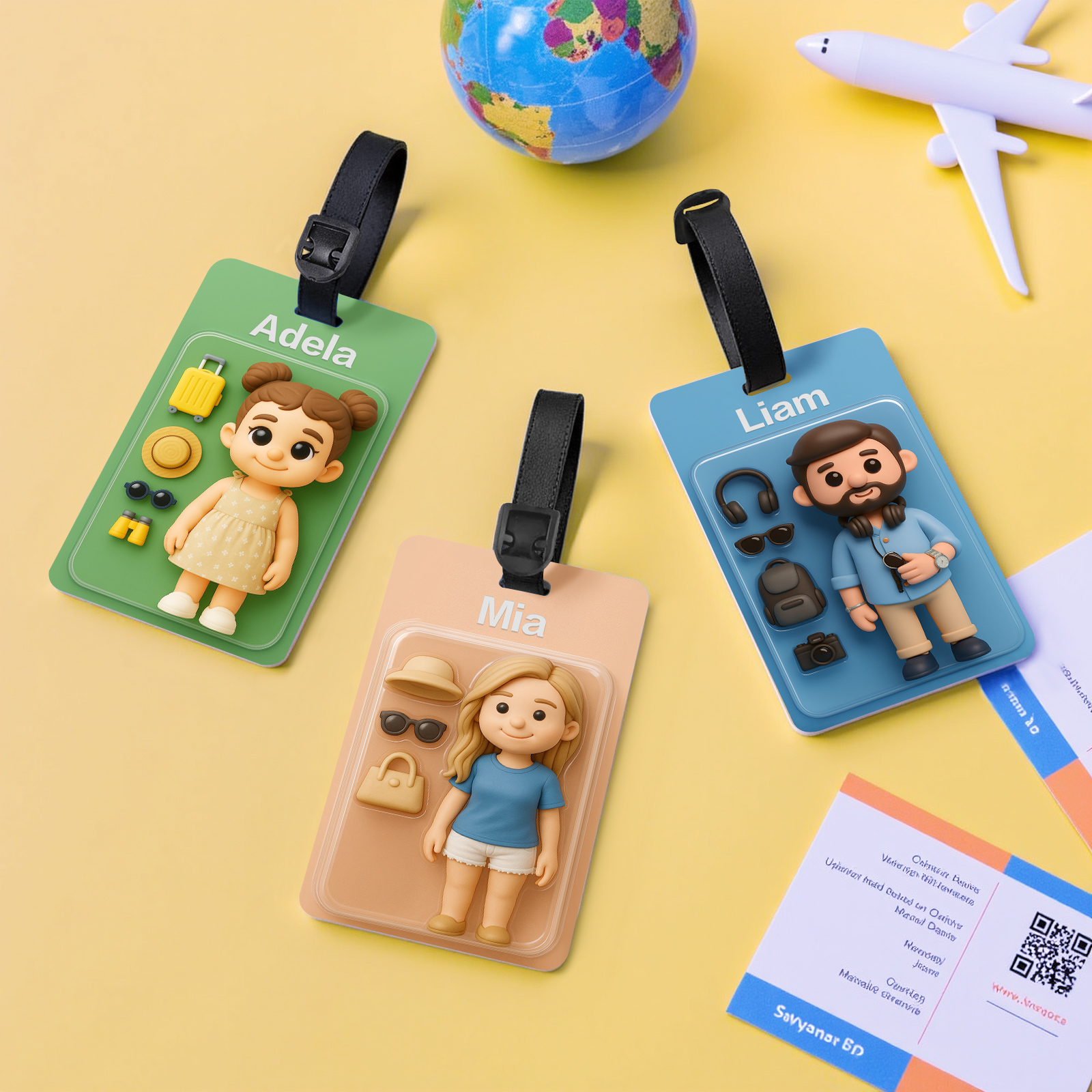 Fully Body Custom 3D Effect Cartoon Character Traveling Luggage Tag