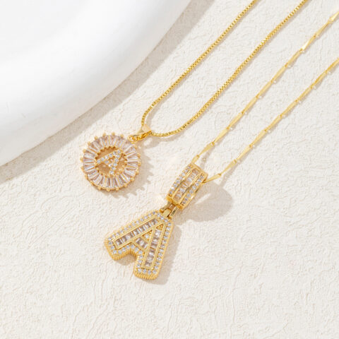 Letter Necklace 14k Gold Plated Bling Dainty Necklaces Trendy Chunky Custom