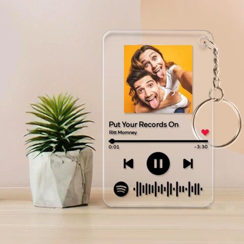 Customized Scannable Spotify Code Plaque Keychain Music and Photo, Song Keychain,Engraved