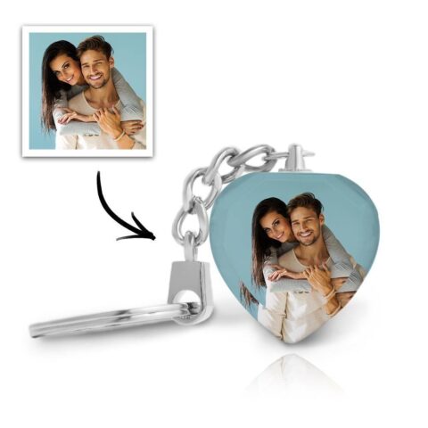 Custom Photo Keychain Crystal Keychain Couple’s Heart-shaped