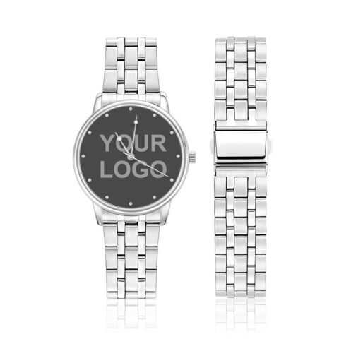 Business Gift – Unisex Engraved Alloy Bracelet Photo Watch 40mm