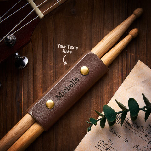 Custom Engraved Drum Stick Storage Case Simple Leather