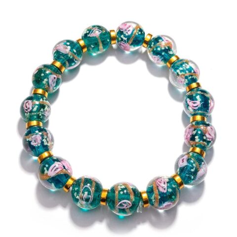 The One That Makes Them Cry: Flowery Blue Firefly Glass Stretch Beaded Bracelet Glow